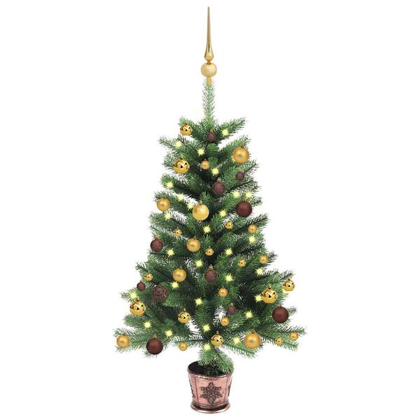 Árbol de Navidad artificial con luces y bolas verde 240 cm 3077551