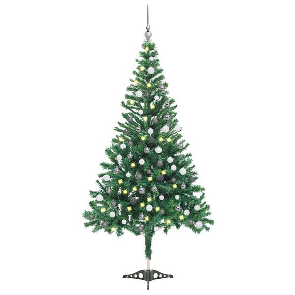 Árbol de Navidad artificial con luces y bolas 230 ramas 120 cm 3077659