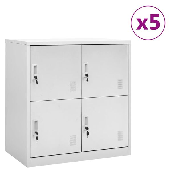 Armarios taquilla 5 uds de acero gris claro 90x45x925 cm Gris claro con 4 cerraduras