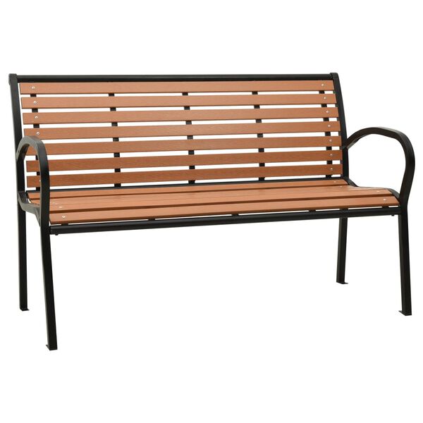 Banco de jardín acero y WPC negro y marrón 116 cm Marrón