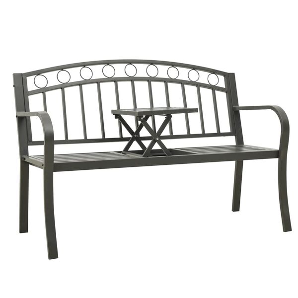 Banco de jardín con mesa acero gris 120 cm Gris Con mesa