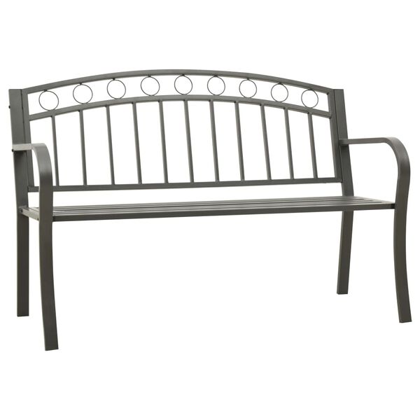 Banco de jardín acero gris 120 cm Gris Sin mesa