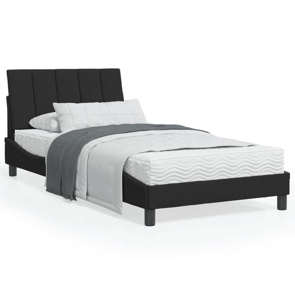 Cama con colchón Hanko terciopelo negro 100×200 cm Negro  100 x 200 cm