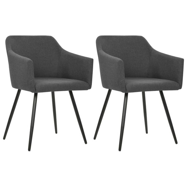 323094 Dining Chairs 2 pcs Dark Grey Fabric Gris oscuro