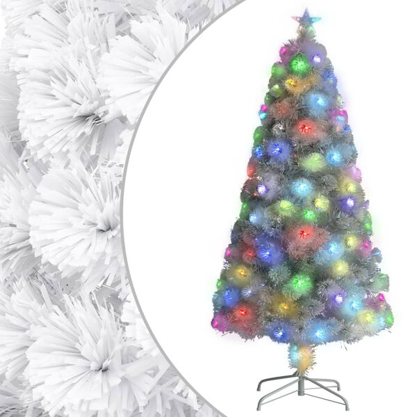 Árbol de Navidad artificial con luces fibra óptica blanco 120cm Blanco 120 cm