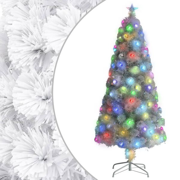 Árbol de Navidad artificial con luces fibra óptica blanco 150cm Blanco 150 cm