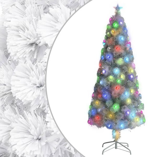 Árbol de Navidad artificial con luces fibra óptica blanco 240cm Blanco 240 cm
