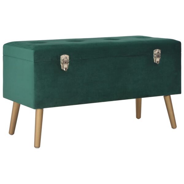 Banco con compartimento de terciopelo verde 80 cm Verde