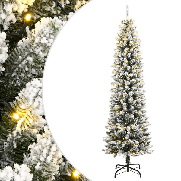 Árbol de Navidad artificial con 300 LEDs y nieve flocada 240 cm 3315772