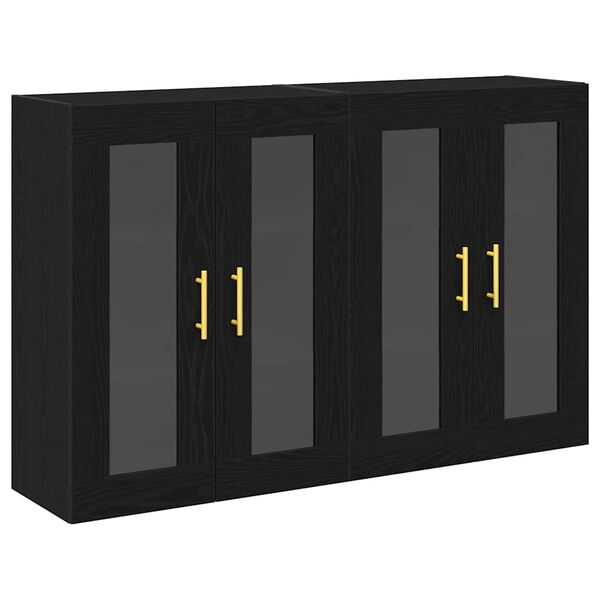 Armarios de pared 2 pcs Roble Negro 695 x 34 x 90 cm Roble negro Tubo dorado