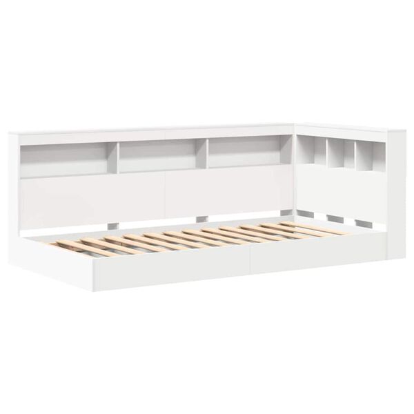 Cama con Estantería Blanco 90 x 190 cm Madera contrachapada Blanco  90 x 190 cm