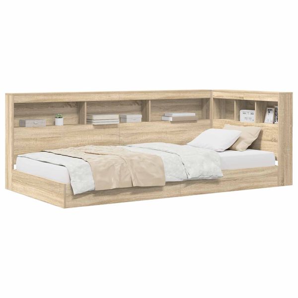 Cama con Estantería con cabecera Roble Sonoma 75 x 190 cm Roble Sonoma  75 x 190 cm