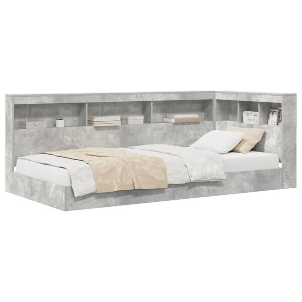 Cama con Estantería con cabecera Gris Concreto 75 x 190 cm Gris hormigón  75 x 190 cm