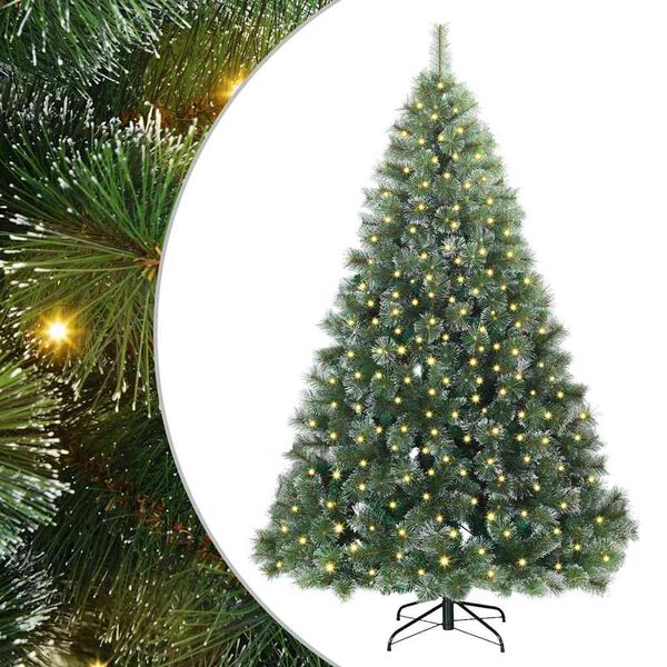 Árbol de Navidad artificial con 300 LED Verde 180 cm PE y PVC White Con LEDs 180 cm