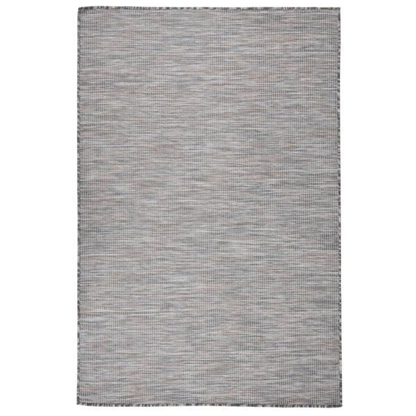 Alfombra de exterior de tejido plano marrón y azul 120×170 cm Marrón y azul 120 x 170 cm