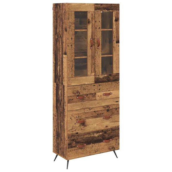 Armario alto con estante con cajón 2 pcs Madera vieja Madera envejecida 3 cajones