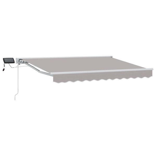 Armazón de toldo manual con LEDs Gris claro y blanco. 35 x 2 m Gris claro White 3,5 x 2 m
