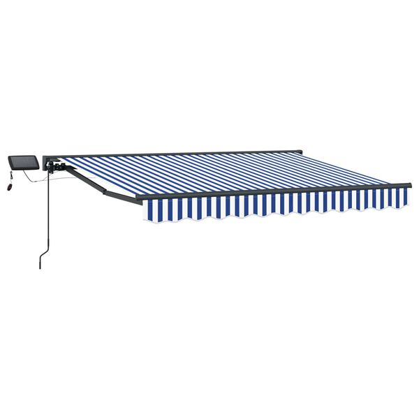 Armazón de toldo manual con LEDs 35 x 25 m Azul y Antracita 3,5 x 2,5 m