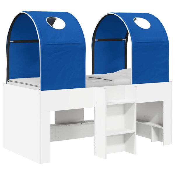 Cama con Túnel 4 pcs Blanco y Azul Madera de ingeniería Blanco y azul