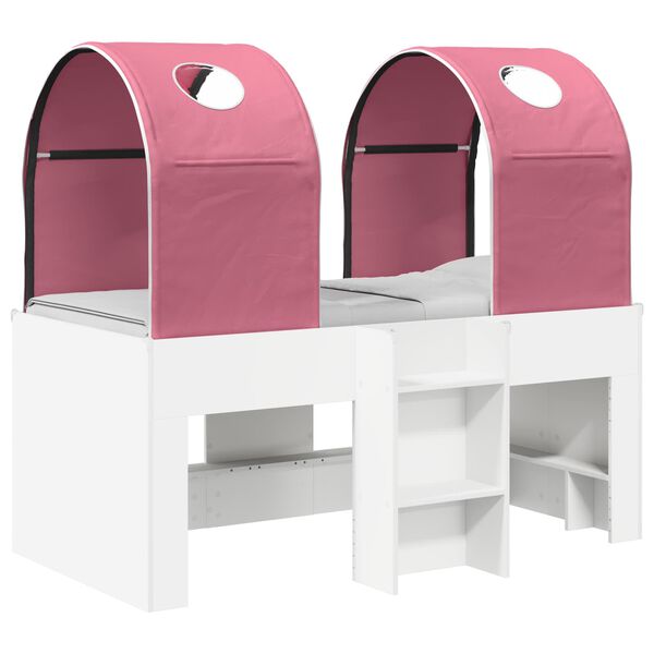 Cama con Túnel 4 pcs Blanco y Rosa Madera de ingeniería Blanco y rosa