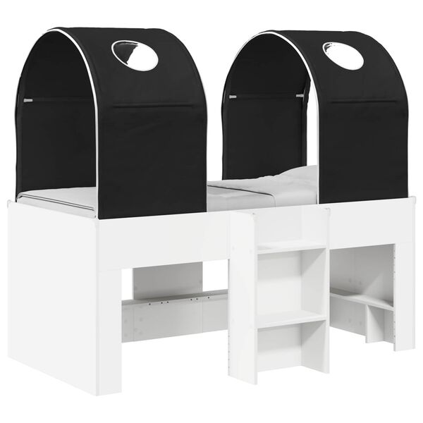 Cama con Túnel 4 pcs Blanco y Negro Madera de ingeniería Blanco y negro