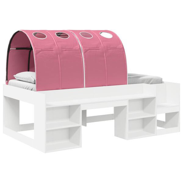 Cama con túnel 3 pcs Blanco y Rosa Madera de ingeniería Blanco y rosa