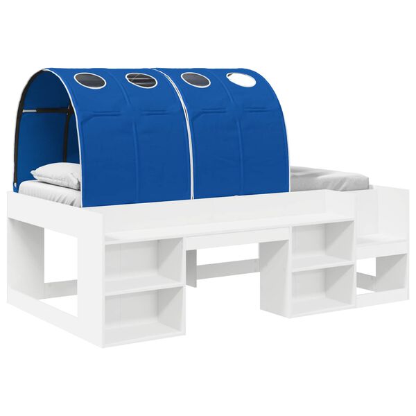 Cama con túnel y azul 75 x 190 cm Madera de ingeniería Blanco y azul