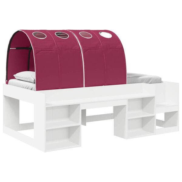 Cama con túnel y Rojo 75 x 190 cm Madera de ingeniería Blanco y rojo