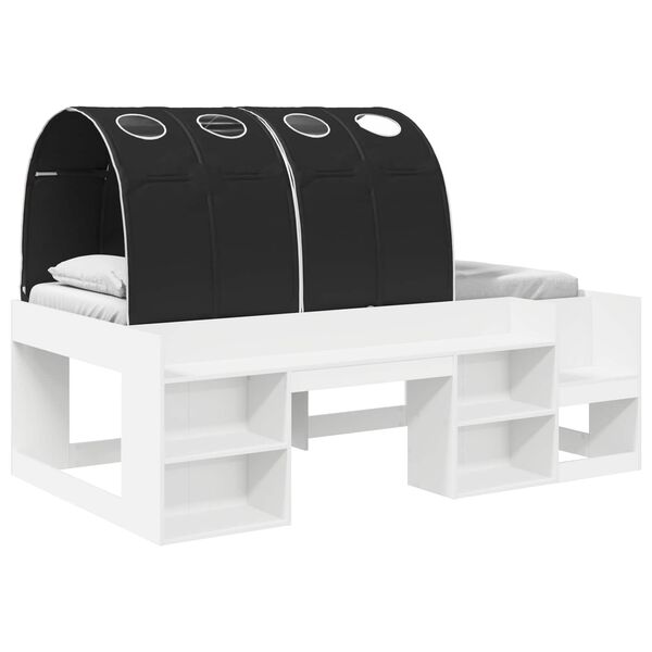 Cama con túnel y Negro 75 x 190 cm Madera de ingeniería Blanco y negro