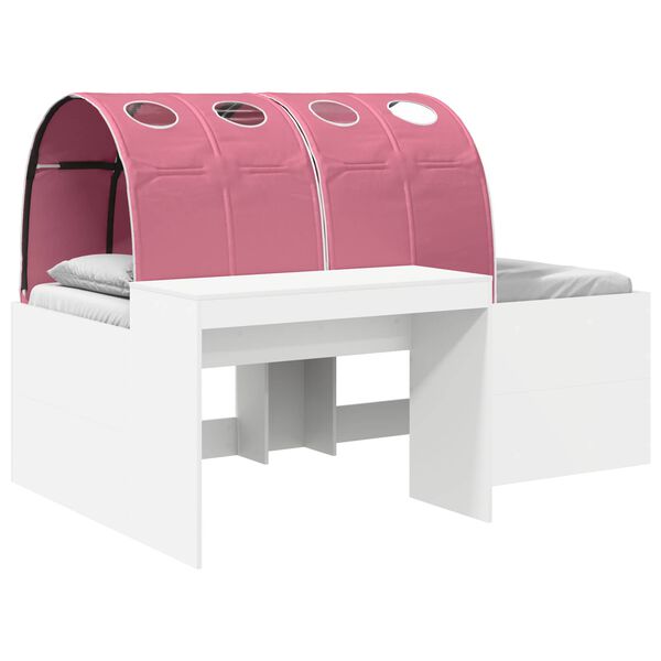 Cama con túnel y rosa 80 x 200 cm Madera de ingeniería Blanco y rosa