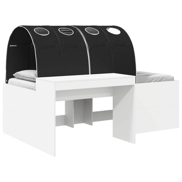 Cama con túnel y Negro 80 x 200 cm Madera de ingeniería Blanco y negro
