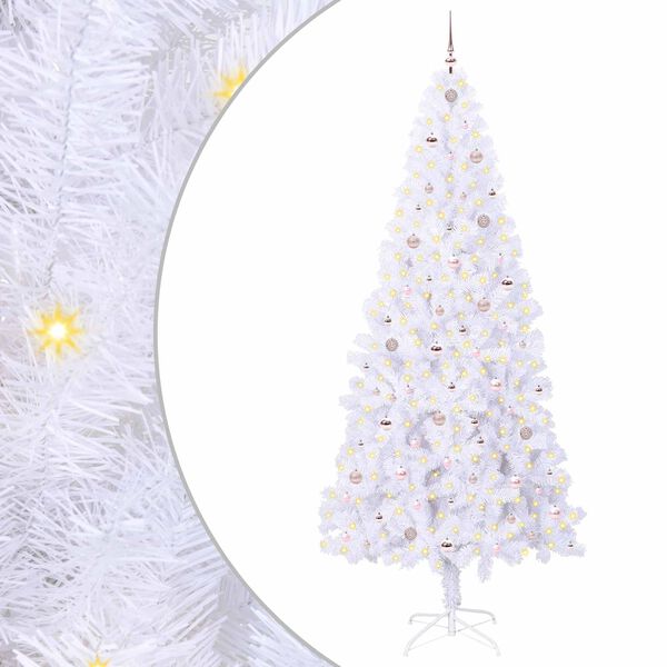 Árbol de Navidad artificial con 300 LED 240 cm PVC y Acero Rosa 240 cm