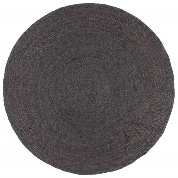 Alfombra de yute tejida a mano redonda gris oscuro 210 cm Gris oscuro 210 cm