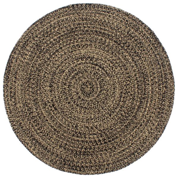 Alfombra hecha a mano de yute marrón y negro 180 cm Negro 180 cm