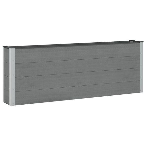 Arriate elevado Negro 200 x 30 x 72 cm WPC y Aluminio Gris 200 x 30 x 72 cm