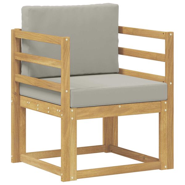 2 Pieza Conjunto de sofás de exterior Poliéster y gris claro Listones horizontales