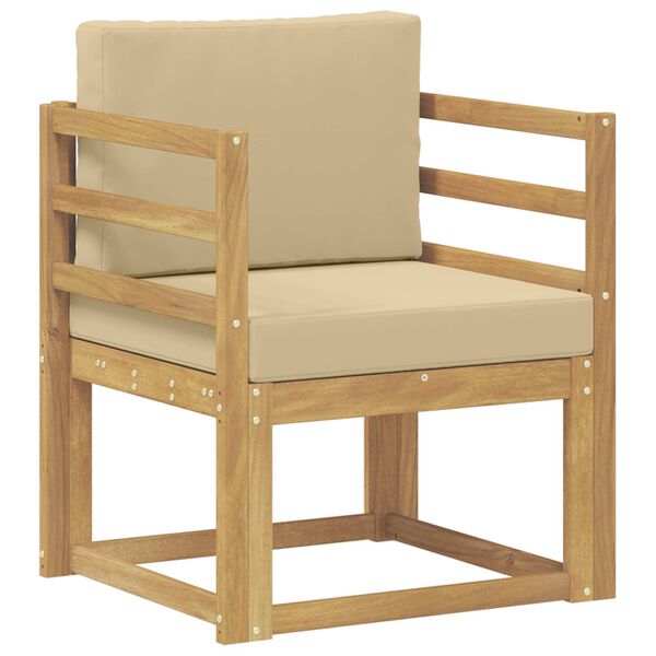 2 Pieza Conjunto de sofás de exterior Poliéster Blanco y Beige y beige Listones horizontales