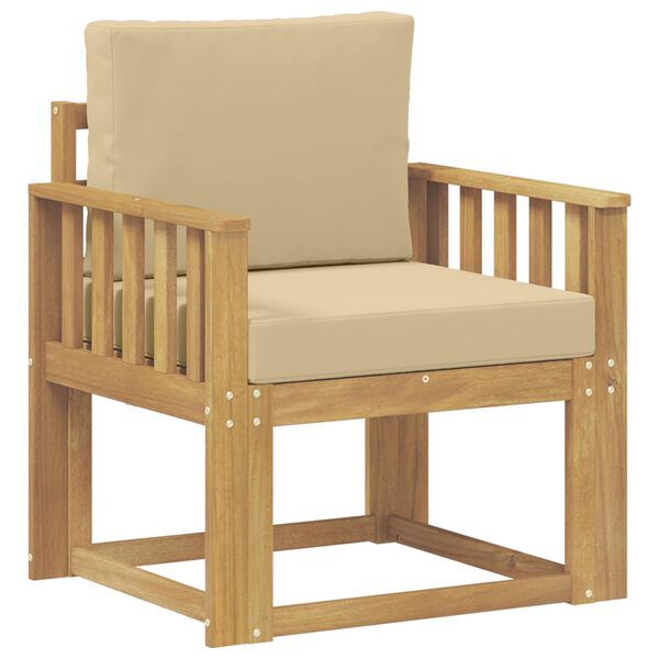 2 Pieza Conjunto de sofás de exterior Poliéster Blanco y Beige y beige Lamas verticales