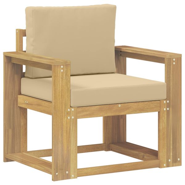 2 Pieza Conjunto de sofás de exterior Poliéster Blanco y Beige y beige Plana ancha