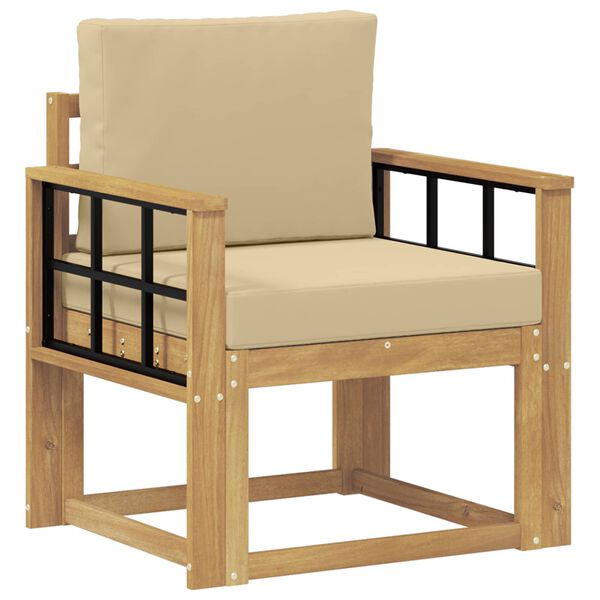 2 Pieza Conjunto de sofás de exterior Poliéster Blanco y Beige y beige Rejilla