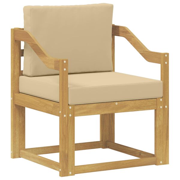 2 Pieza Conjunto de sofás de exterior Poliéster Blanco y Beige y beige Inclinado