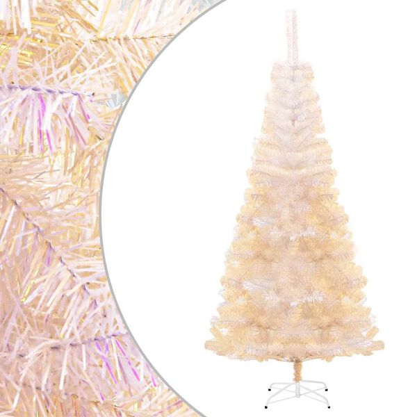 Árbol Navidad artificial puntas iridiscentes PVC blanco 180 cm Blanco 180 x 90 cm