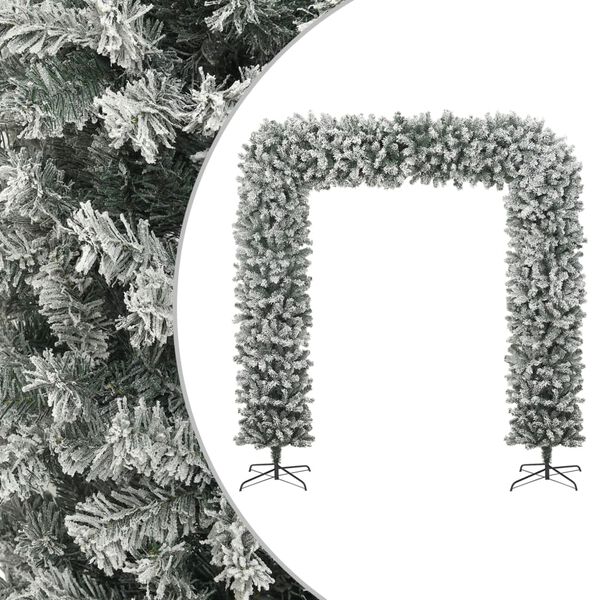 Arco de navidad con aspecto nevado 240 cm Blanco y verde 240 x 215 cm