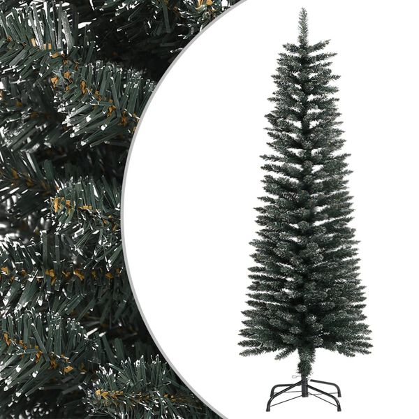Árbol Navidad artificial estrecho con soporte PVC verde 120 cm sin LED 120 cm