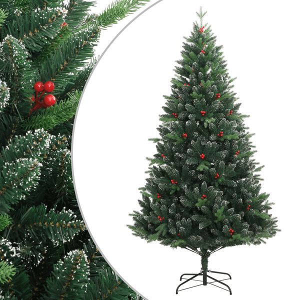 Árbol de Navidad artificial con bisagras y frutos rojos 180 cm 180 cm Básico