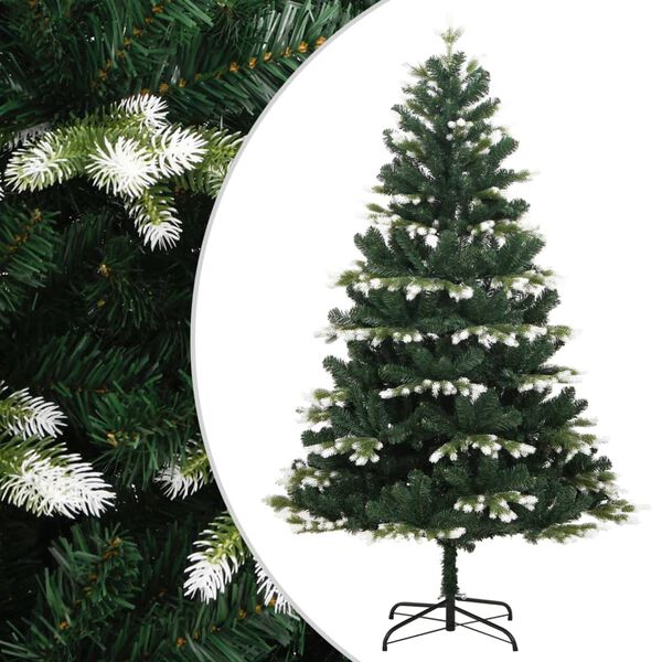 Árbol de Navidad artificial con bisagras y nieve flocada 150 cm 150 cm Básico