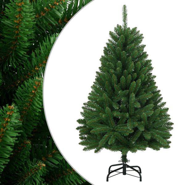 Árbol de Navidad artificial con bisagras y soporte verde 150 cm Verde Básico 150 cm