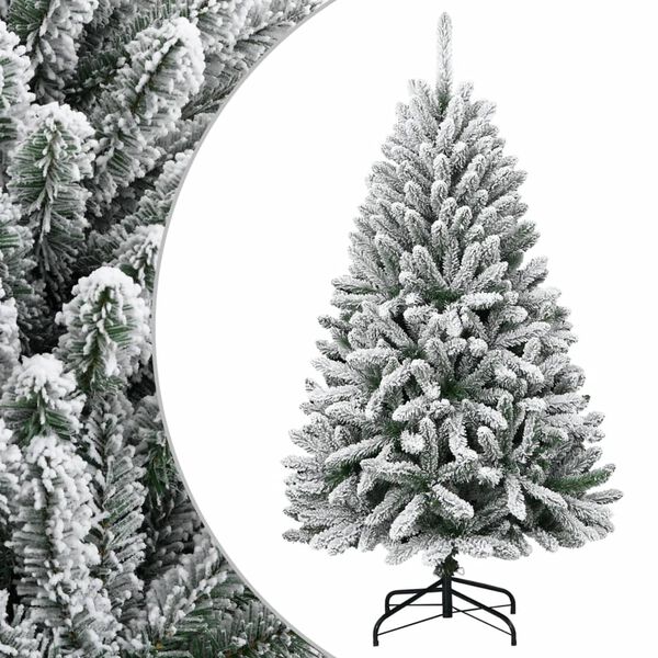 Árbol de Navidad artificial con bisagras y nieve flocada 120 cm verde y Básico 120 cm