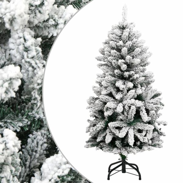 Árbol de Navidad artificial con bisagras y nieve flocada 150 cm verde y Básico 150 cm