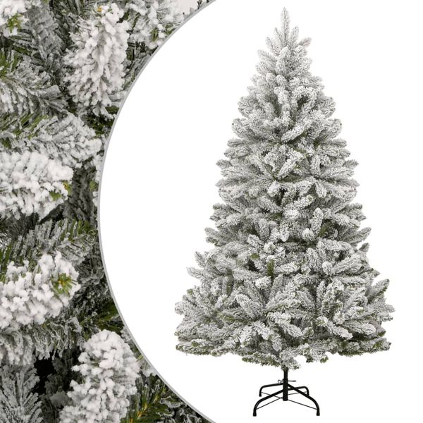 Árbol de Navidad artificial con bisagras y nieve flocada 210 cm verde y Básico 210 cm